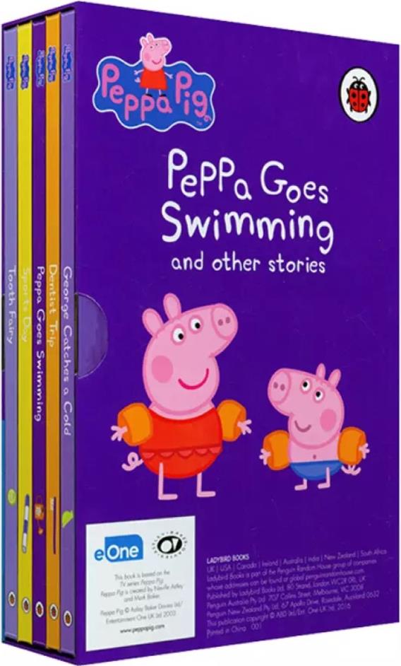 小豬佩奇 Peppa Pig 粉豬經(jīng)典故事盒 Peppa Goes Swimming and Other Stories（ 精裝繪本5冊）