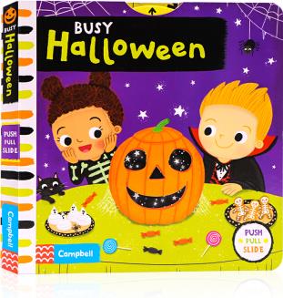 Busy系列 忙碌的萬圣節(jié)機關操作書 英文原版繪本 Busy Halloween推拉滑動機關紙板書