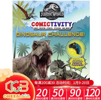 英文原版 Dinosaur Challenge! 附贈(zèng)貼紙和鉛筆禮帽 科普繪本圖畫書 小學(xué)生英語(yǔ)課外閱讀讀物 . 綠山墻圖書專營(yíng)店