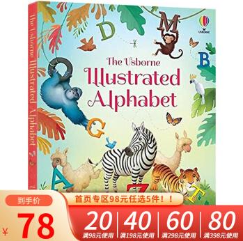 英文原版 尤斯伯恩 Usborne Illustrated Alphabet 字母表 字母啟蒙學習 精裝大開本 兒童英語啟蒙圖畫故事書 . 綠山墻圖書專營店