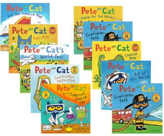 Pete the Cat 皮特貓 10冊(cè) 兒童英語(yǔ)啟蒙閱讀 親子互動(dòng) 全彩繪本圖畫故事書 附貼紙