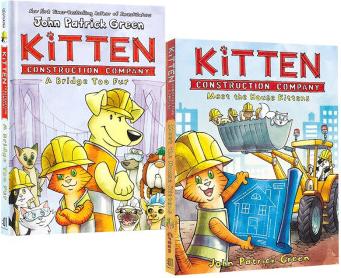 英文原版 Kitten Construction Company 2冊(cè) 精裝 兒童漫畫(huà)故事繪本