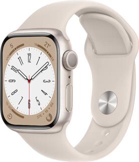 Apple Watch Series 8 智能手表GPS款41毫米星光色鋁金屬表殼星光色運(yùn)動(dòng)型表帶MNP63CH/A