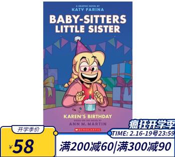 預(yù)售 英文原版 Karen's Birthday Baby-sitters Little Sister #6 小小俏保姆俱樂部6 全彩漫畫書 兒童課外閱讀故事書 .