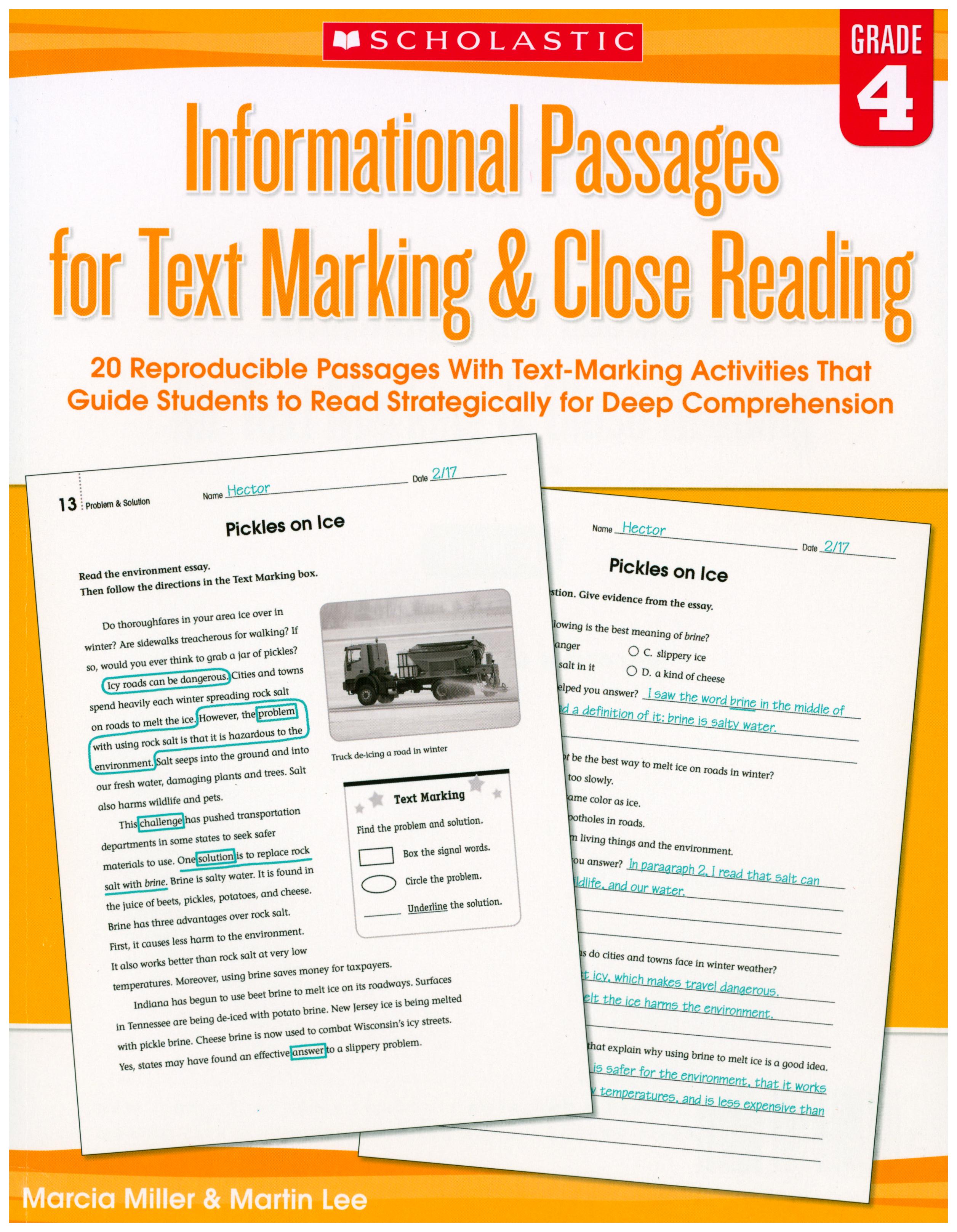 Informational Passages for Text Marking & Close Reading  Grade  4