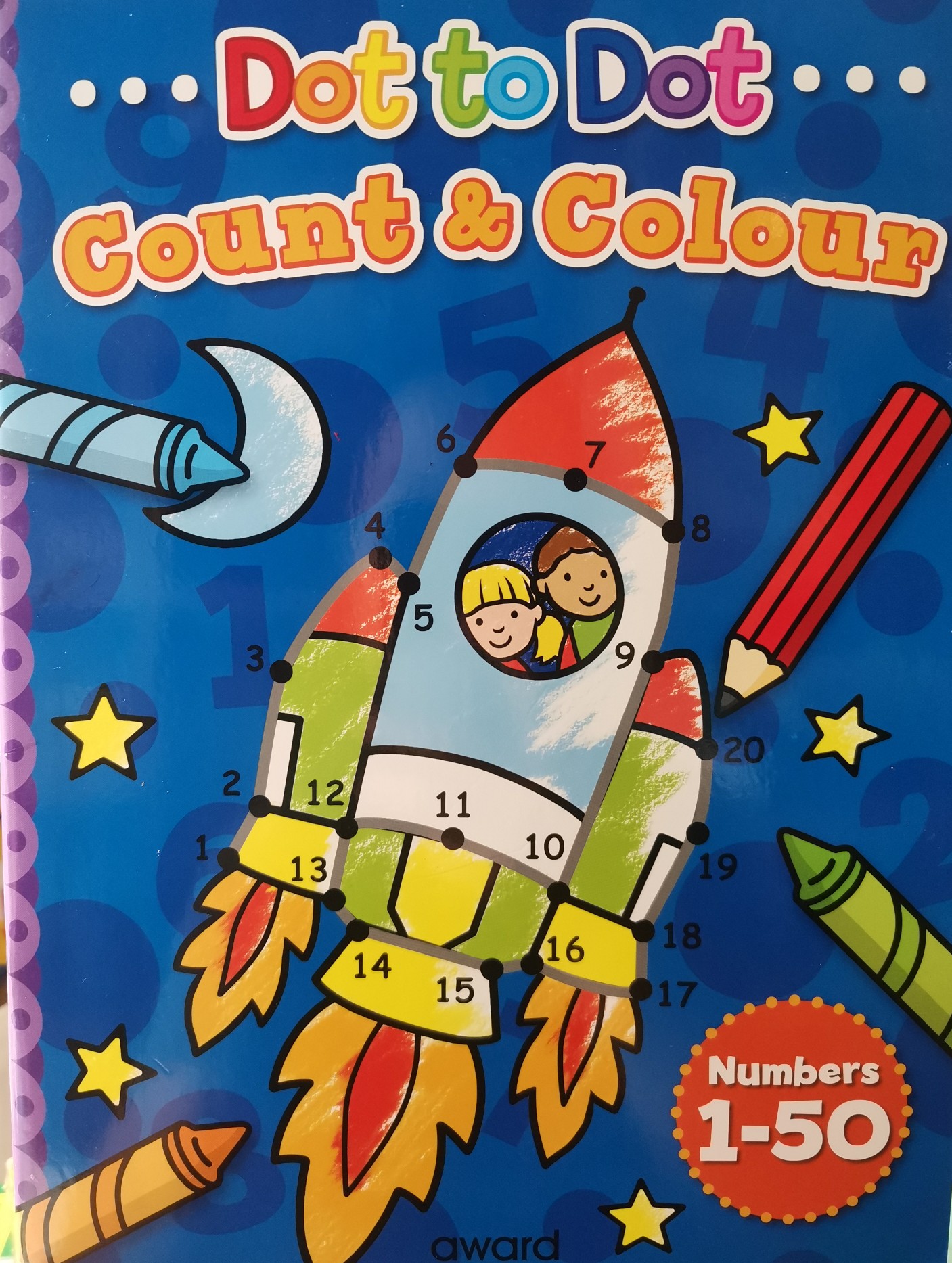 Dot to Dot Count &Colour Numbers 1-50