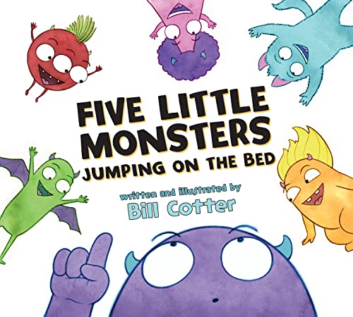 Five little monsters jumping on the bed