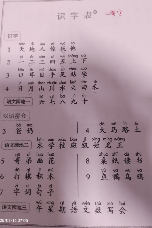 二類字拼音默寫