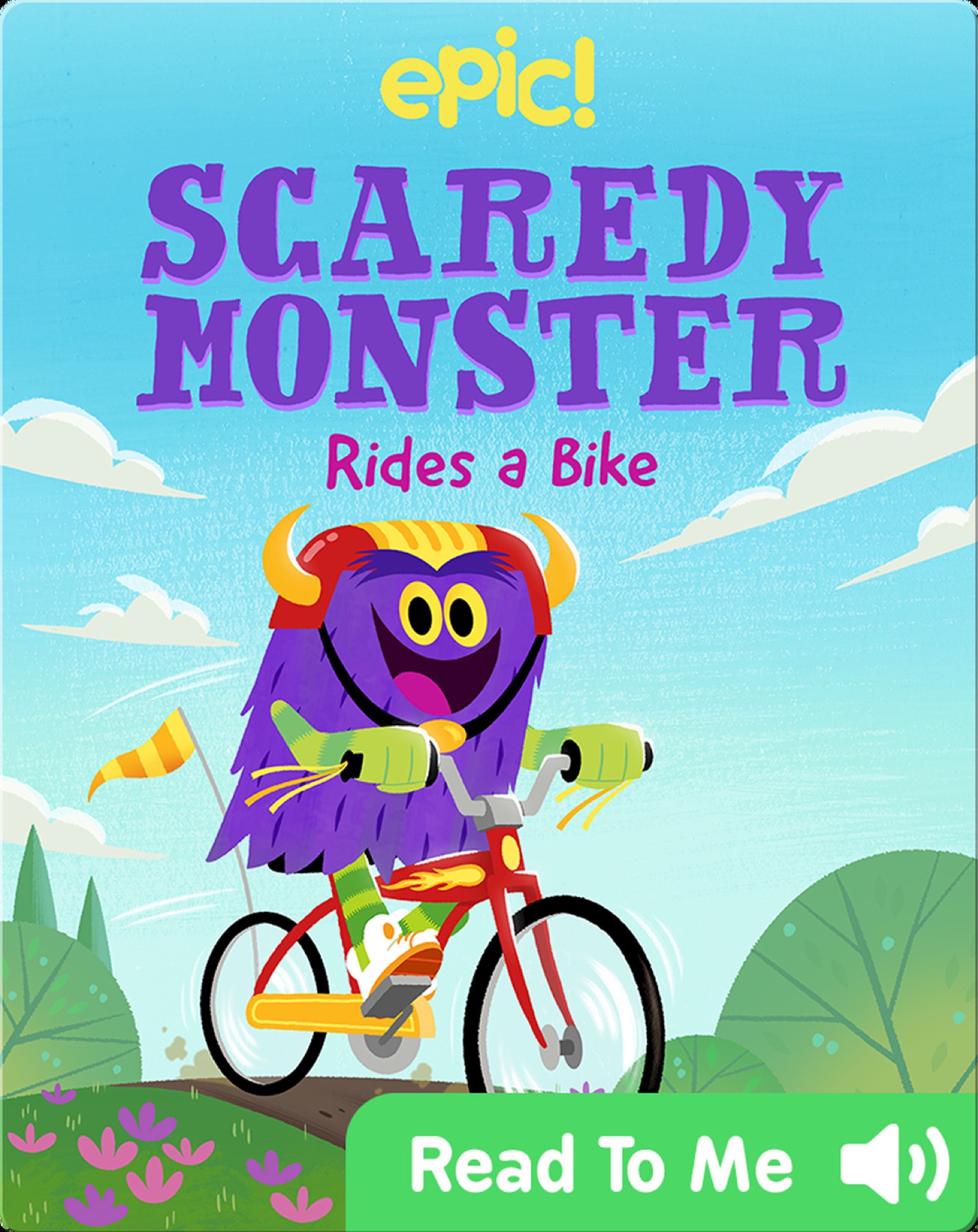 the scaredy monster rides a bike