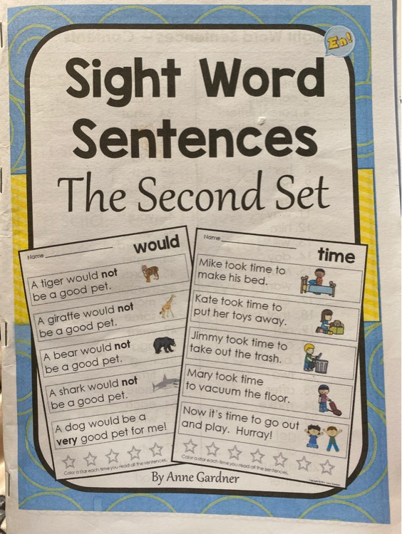 sight word sentences second set