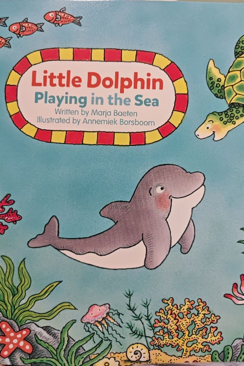 little dolphin playing in the sea