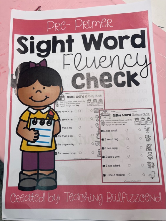 sight word  fluency check