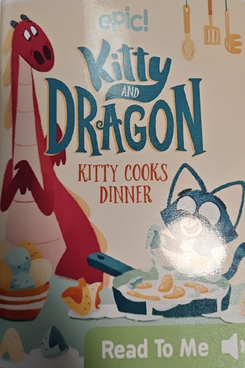 kitty and drahon kitty cooks dinner