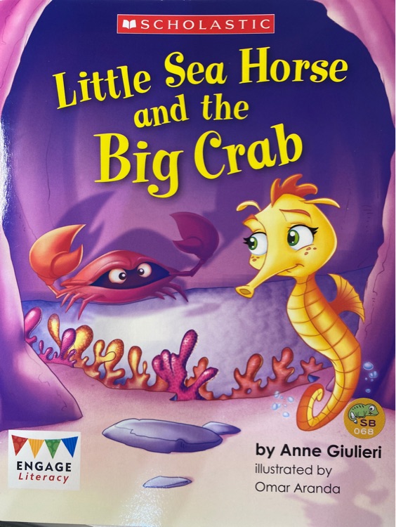 Little sea horse and big crab