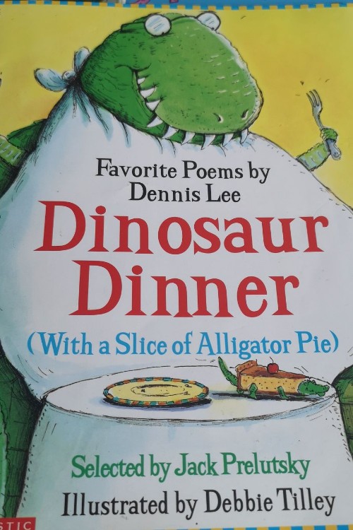 Dinosaur dinner with a slice of alligator pie.