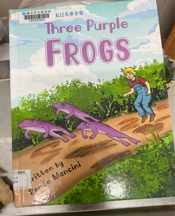 Three purple frogs