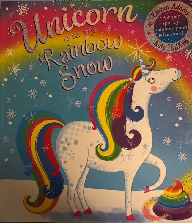 Unicorn and the rainbow snow