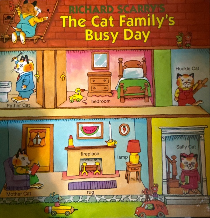 The cat family's busy day