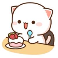蜜桃貓吃蛋糕