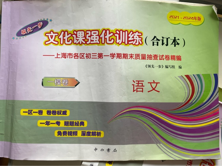 領(lǐng)先一步(一模卷)語(yǔ)文