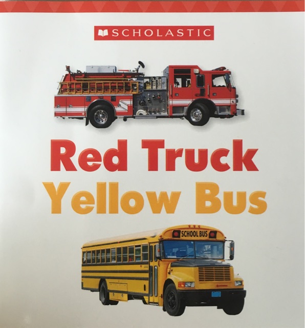 red truck yellow bus