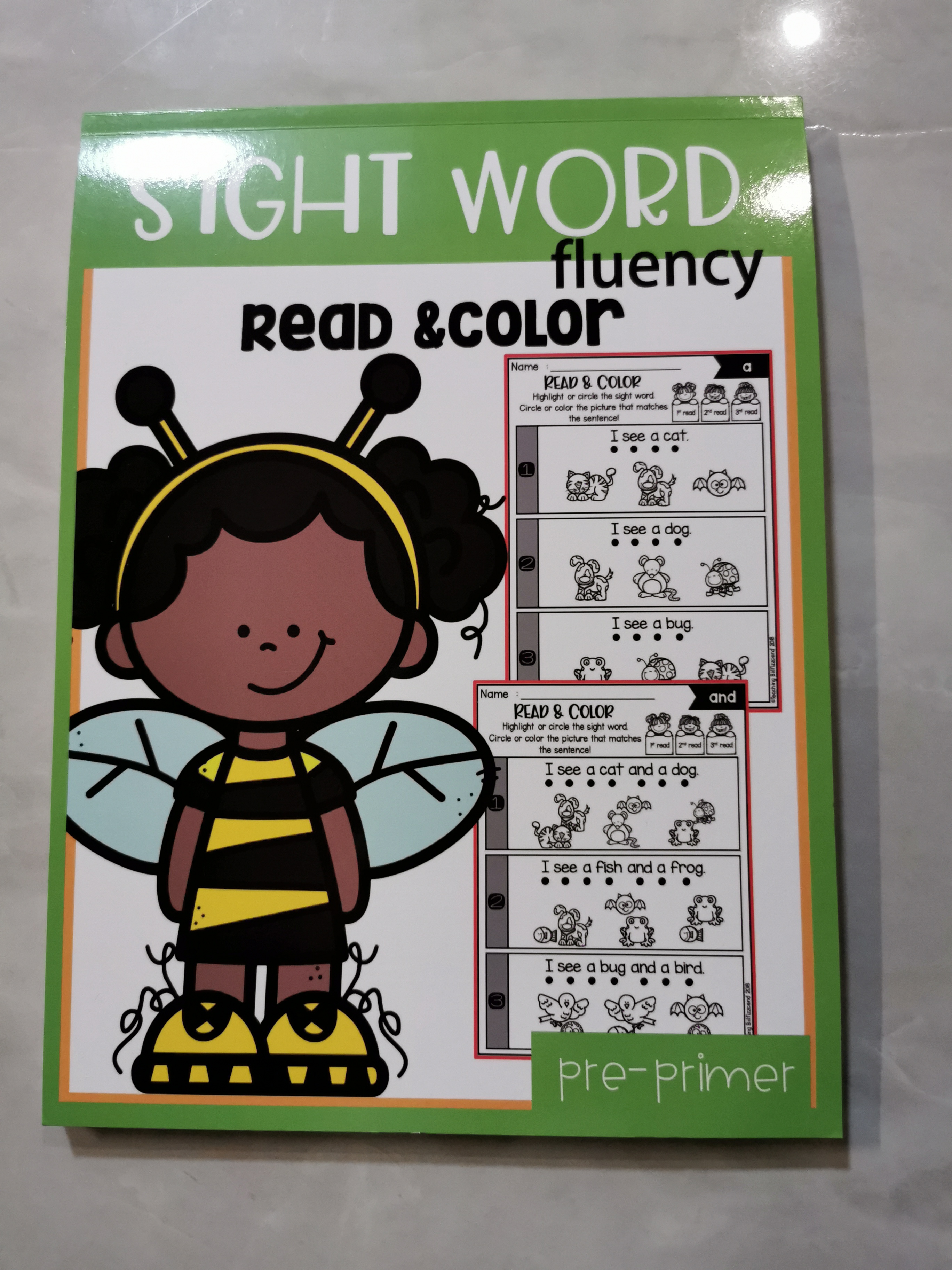 sight word fluency read and color