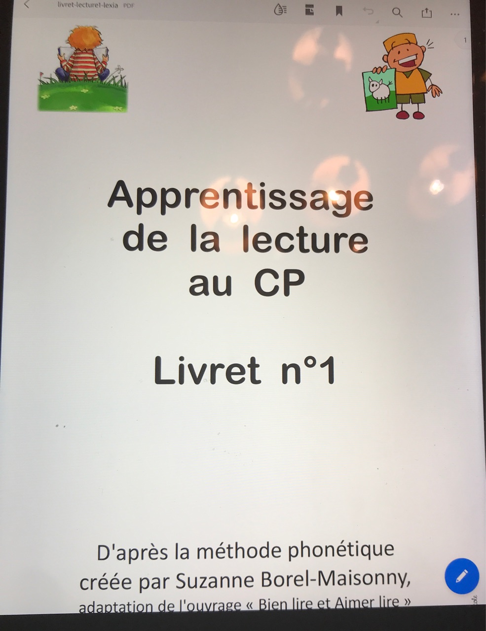 Apprentissage de la lecture au CP livrer 1