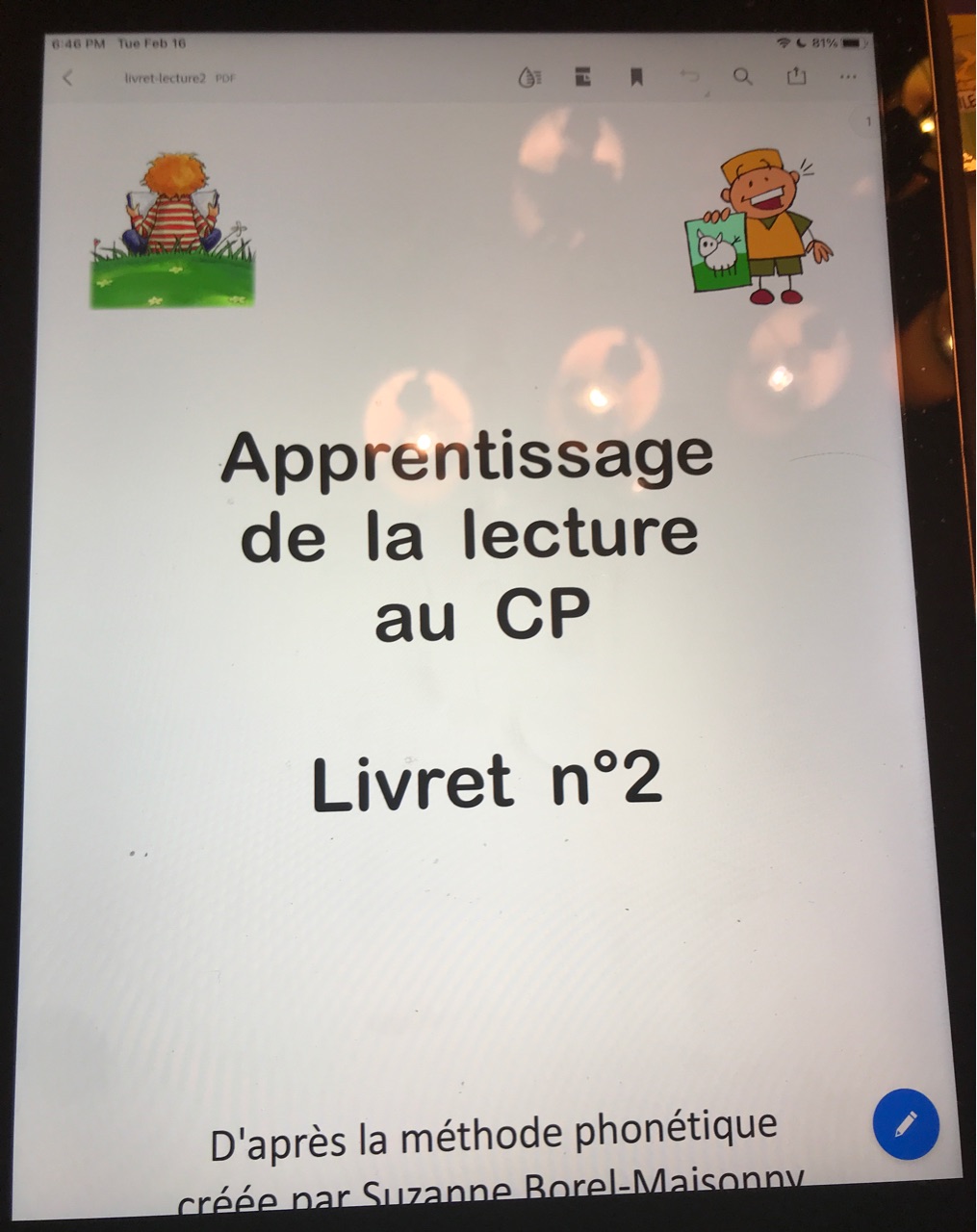 Apprentissage de la lecture au CP livret 2