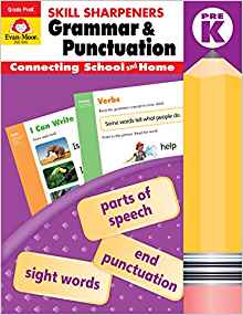 Skill Sharpeners Grammar and Punctuation Grade Pre-K, Color Activity Book - Supplemental Homeschool Workbook