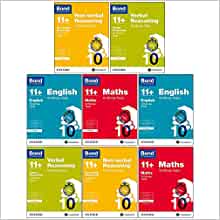 Bond 11+:10 Minute Tests Year 7-9 Bundle -8 Books Set: English, Maths, Non-verbal Reasoning, Verbal Reasoning