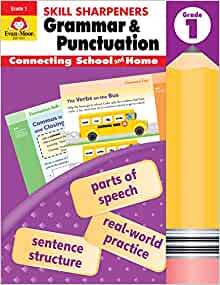 Evan-Moor Skill Sharpeners Grammar and Punctuation Grade 1, Full-Color Activity Book - Supplemental Homeschool Workbook