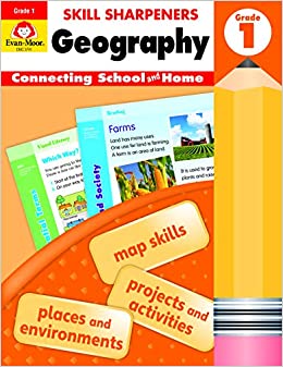 Evan-Moor Skill Sharpeners: Geography, Grade 1 Activity Book - Supplemental At-Home Resource Geography Skills Workbook