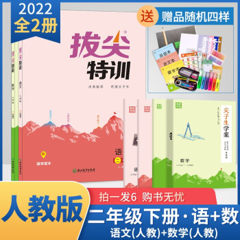 全2冊(cè) 2022春拔尖特訓(xùn) 2年級(jí)二年級(jí)數(shù)學(xué)下冊(cè)(人教版)+語(yǔ)文(人教版)教材同步配套練習(xí)冊(cè)實(shí)驗(yàn)班