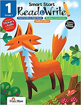 Evan-Moor Smart Start Read and Write Workbook, Grade 1, Downloadable Audio Read Along, Listening Skills, Reading Comprehension, Writing Letters, ... Homeschool (Smart Start: Read & Write)