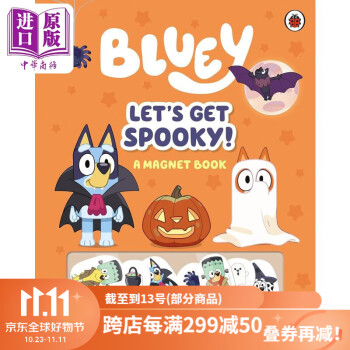 磁貼書 小藍狗布魯伊 南瓜節(jié) Bluey Lets Get Spooky 英文原版 兒童卡通動畫故事書 游戲書 精裝繪本 進口童書