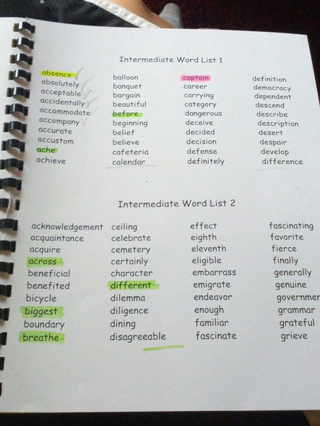 11 20 12 SPELLING LIST 