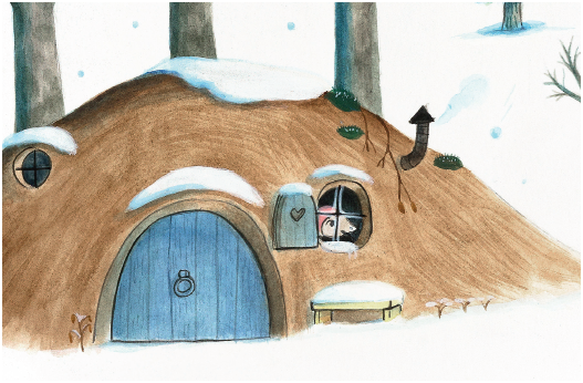 小鼹鼠的家她住在森林里一间温暖舒适的小房子里,房子的外观就像她