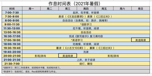 2021年暑假（一升