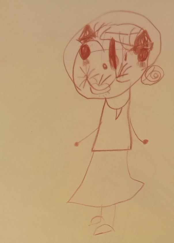 媽媽看女兒畫畫 