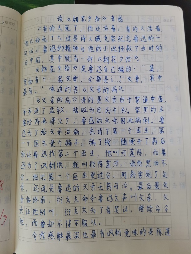 兒子的一篇文章